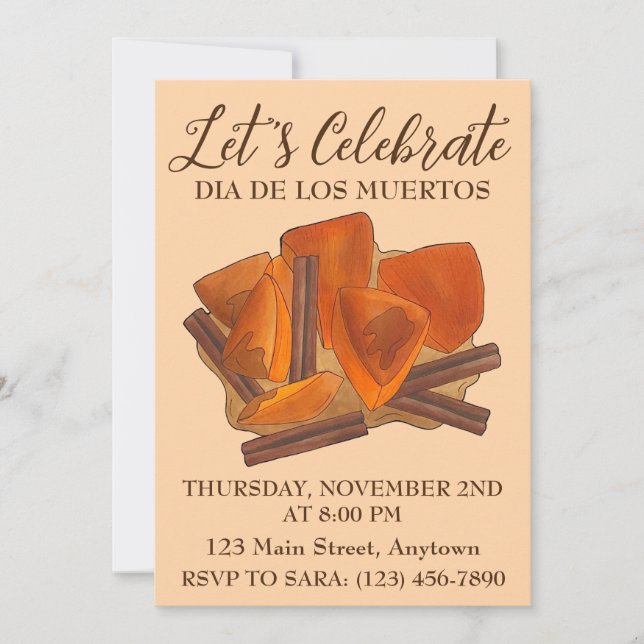 Dia De Los Muertos Mexican Calabaza en Tacha Food Invitation (Front)