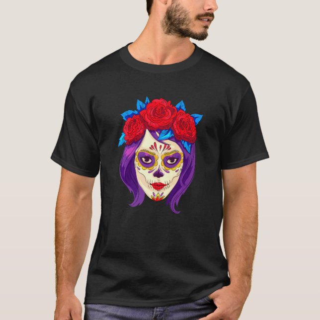 Dia De Los Muertos Mexico Women's Mask La Catrina  T-Shirt (Front)