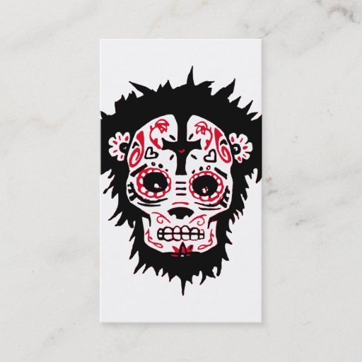 Customizable dia de los muertos monkey business card templates