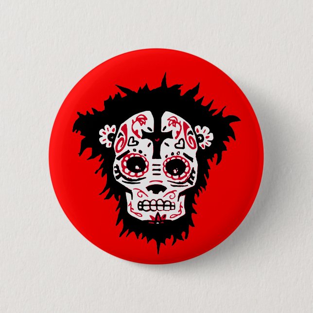 dia de los muertos monkey button (Front)