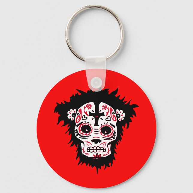 dia de los muertos monkey keychain (Front)