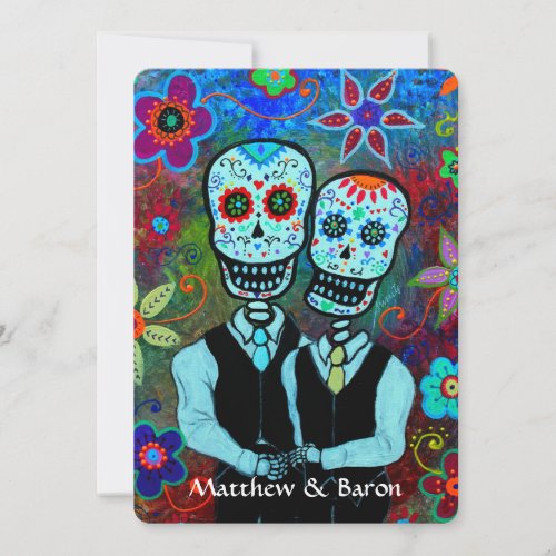 DIA DE LOS MUERTOS NOVIOS COUPLE WEDDING INVITATION