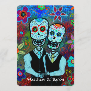 DIA DE LOS MUERTOS NOVIOS COUPLE WEDDING INVITATION