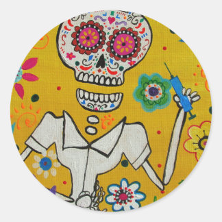 Dia de los Muertos Nurse Classic Round Sticker