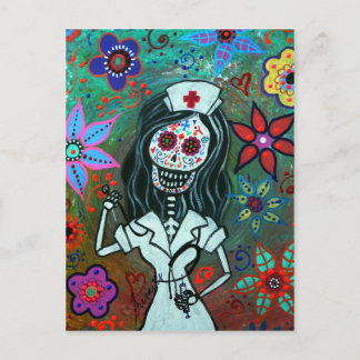 DIA DE LOS MUERTOS NURSE POSTCARD
