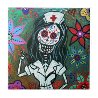 Dia de los Muertos Nurse RN painting Ceramic Tile
