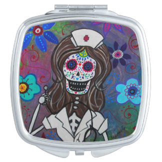 Dia de los Muertos Nurse Square Compact Mirror
