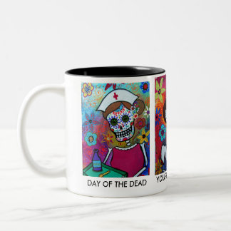 DIA DE LOS MUERTOS NURSE Two-Tone COFFEE MUG