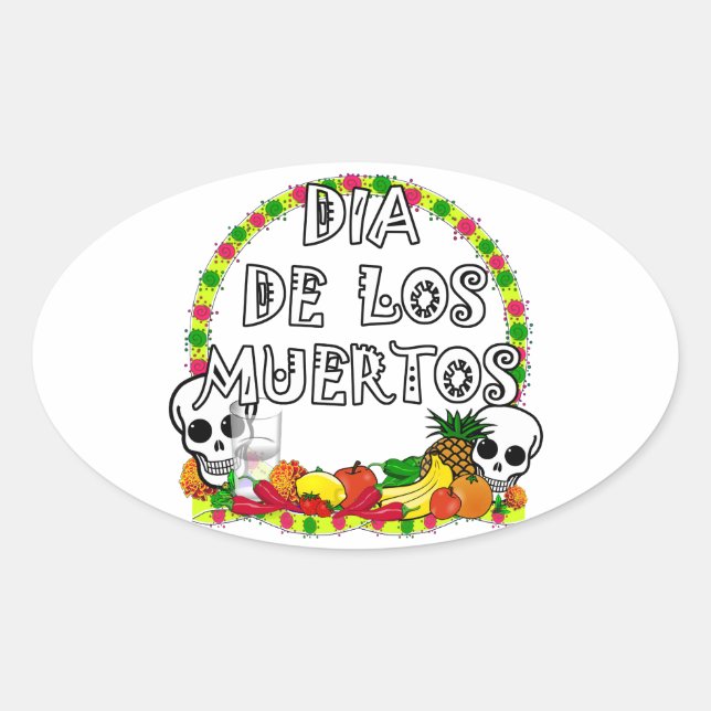 Dia De Los Muertos Oval Sticker (Front)