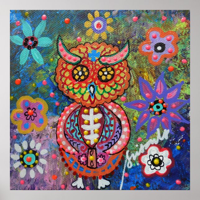 Dia de los Muertos Owl Poster (Front)