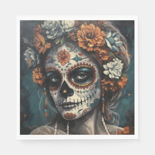 Dia de los muertos painted face napkins