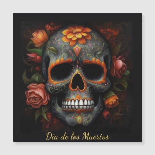 Dia de los Muertos painted skull flower calavera