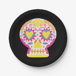 Dia de los Muertos Party Decor Black Paper Plates