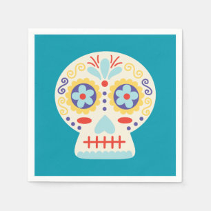 Dia de los Muertos Party Decor Blue Paper Napkin