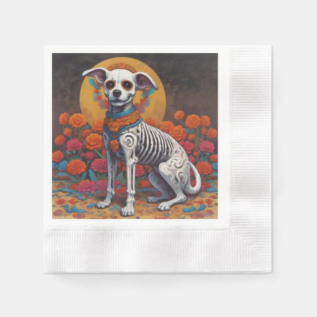 Dia De Los Muertos perro Paper Cups Napkins (Front)