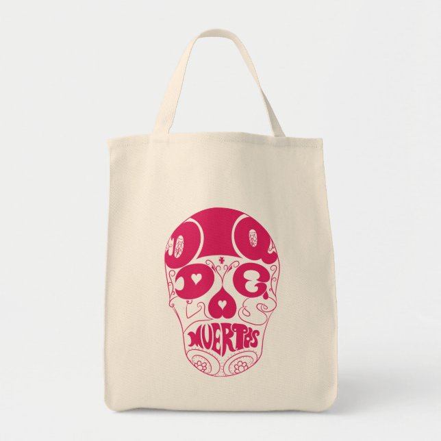 Dia De Los Muertos Pink Skull Tote Bag (Front)