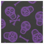 Dia de los Muertos Purple Paper Skulls Pattern Fabric