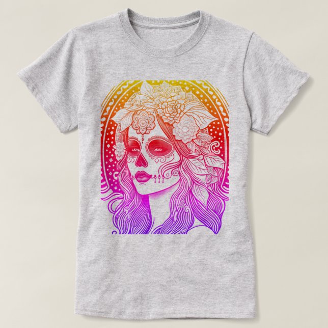 Día De Los Muertos, rainbow T-Shirt (Design Front)