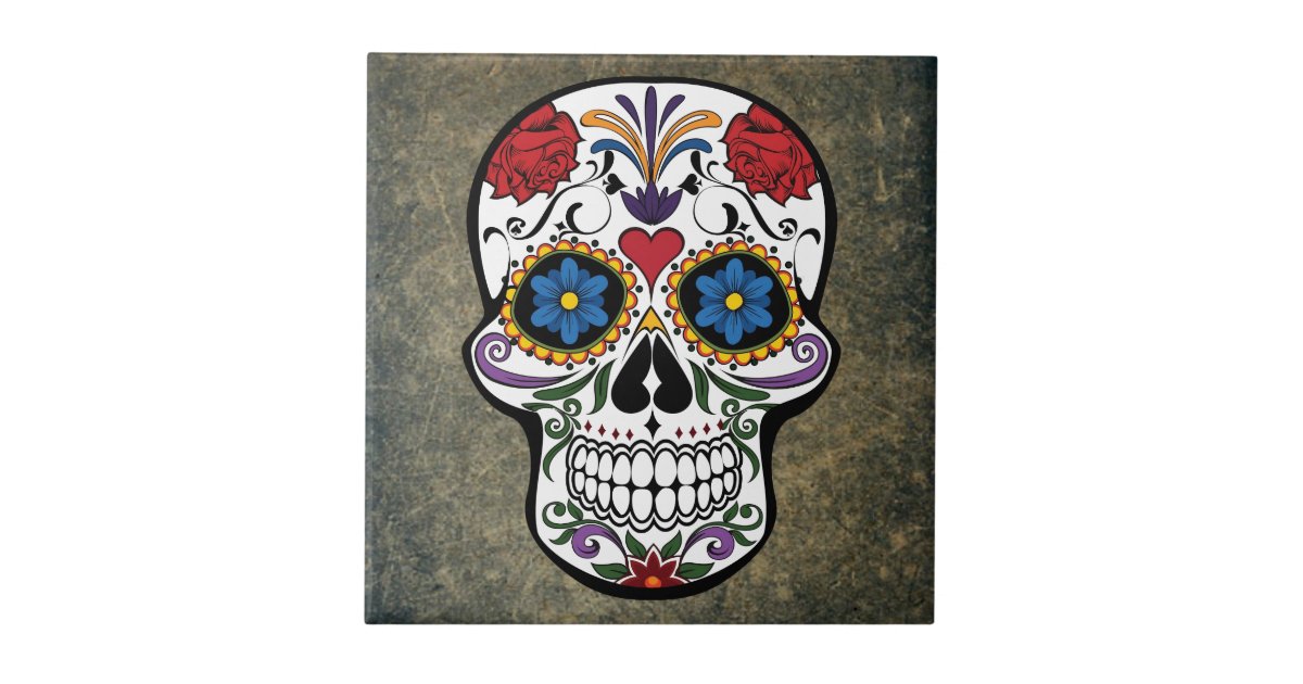 Verbazingwekkend Dia De Los Muertos Red Roses Sugar Skull Ceramic Tile | Zazzle.com DL-86