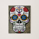 Dia De Los Muertos Red Roses Sugar Skull Jigsaw Puzzle Dia De Los Muertos Red Roses Sugar Skull Jigsaw Puzzle