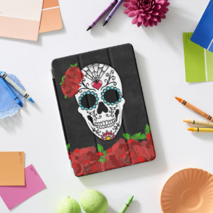 Dia De Los Muertos Red Turquoise Sugar Skull iPad Pro Cover