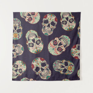 Dia de los muertos seamless pattern with sugar sku tapestry