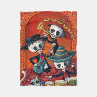 Dia de Los Muertos Skeleton Mariachi Trio Fleece Blanket