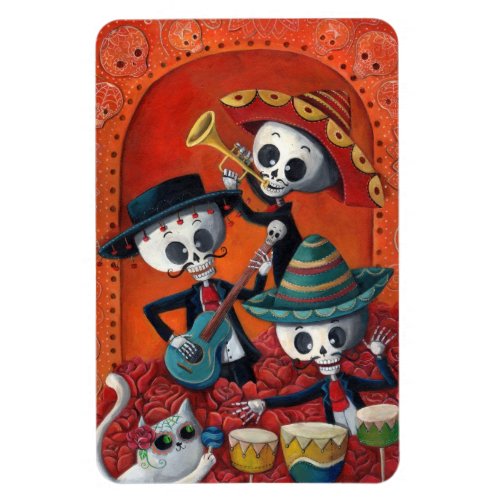 Dia de Los Muertos Skeleton Mariachi Trio Magnet