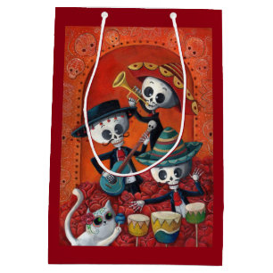 Dia de Los Muertos Skeleton Mariachi Trio Medium Gift Bag