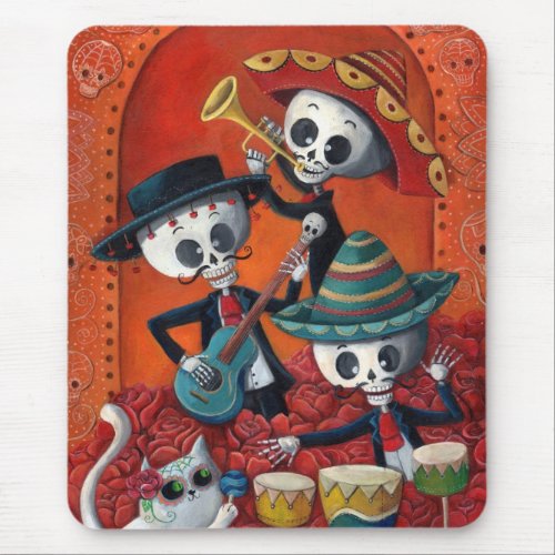 Dia de Los Muertos Skeleton Mariachi Trio Mouse Pad