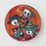 Dia De Los Muertos Skeleton Mariachi Trio Round Clock at Zazzle