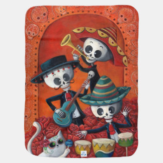 Dia de Los Muertos Skeleton Mariachi Trio Swaddle Blanket