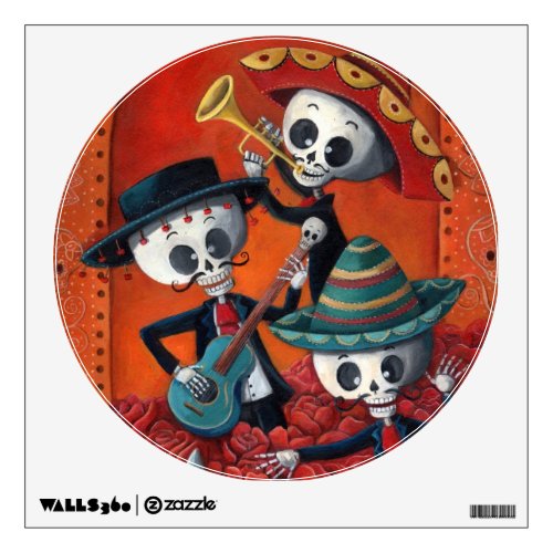 Dia de Los Muertos Skeleton Mariachi Trio Wall Decal