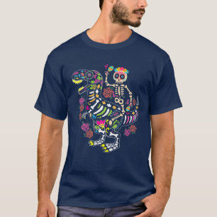 Dia De Los Muertos Skeleton Riding Dinosaur Boys M T-Shirt