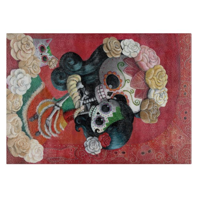 Dia de Los Muertos Skeletons Mother and Daughter Cutting Board (Front)