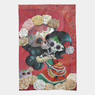 Dia de Los Muertos Skeletons Mother and Daughter Kitchen Towel