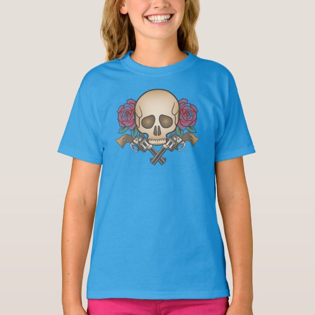 Dia de los Muertos Skull and Guns | Ringer Shirt (Front)