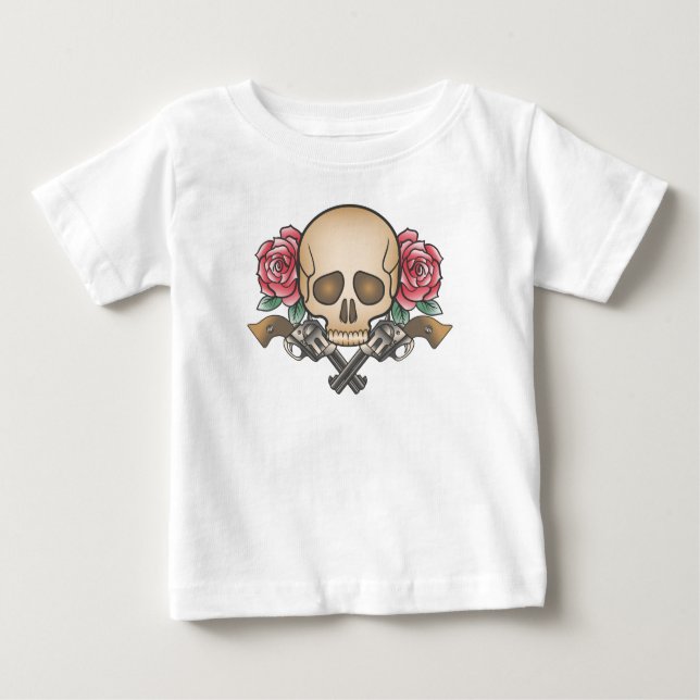 Dia de los Muertos Skull and Guns | Ruffle Tee (Front)