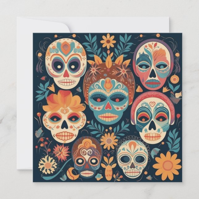"Dia de los Muertos", Skull Canvas Studio Invitation (Front)