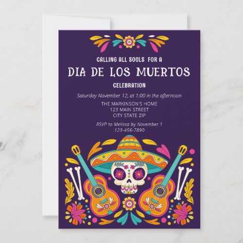Dia De Los Muertos Skull Celebration Invitation
