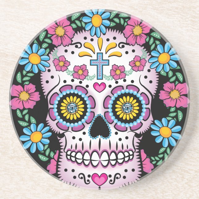 Dia de los Muertos Skull Drink Coaster (Front)