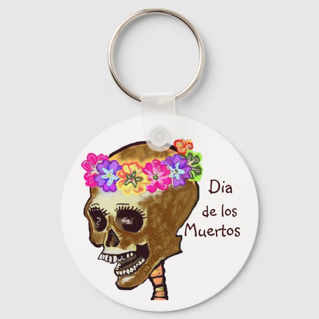Dia de los Muertos skull Keychain (Front)