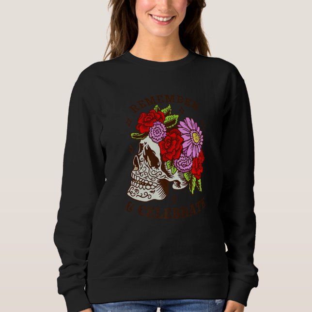 Dia De Los Muertos Skull Mask Roses Premium Sweatshirt (Front)
