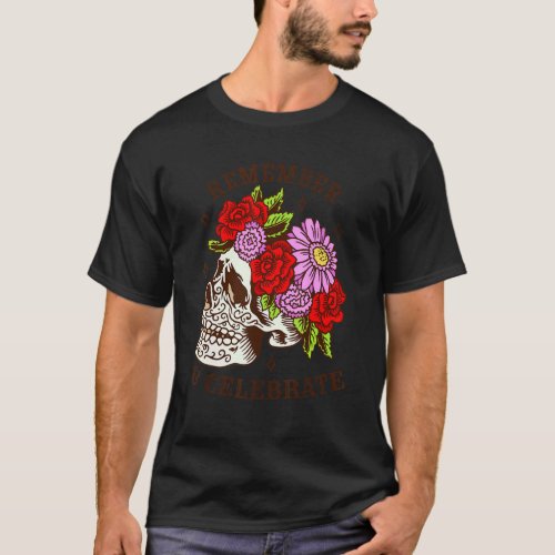Dia De Los Muertos Skull Mask Roses  T_Shirt