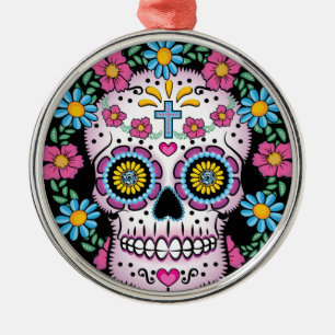 Dia de los Muertos Skull Metal Ornament