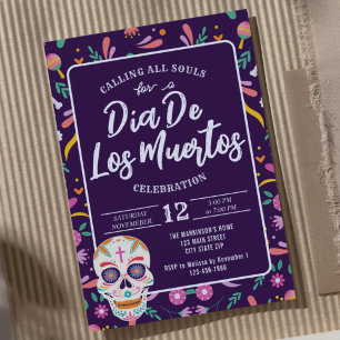Dia De Los Muertos Skull Mexican Fiesta Invitation