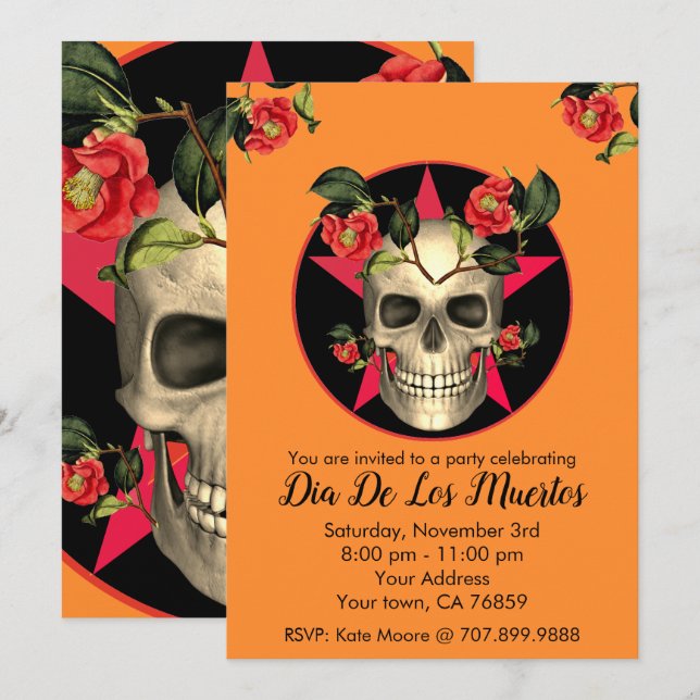 Dia De Los Muertos Skull Party Invitation (Front/Back)
