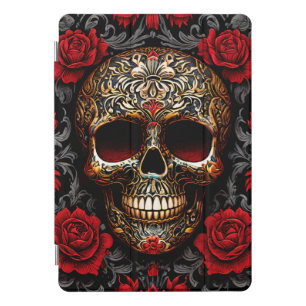 Dia de los Muertos Skull with Red Roses iPad Pro Cover
