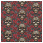 Dia de los Muertos Skulls and Roses Fabric