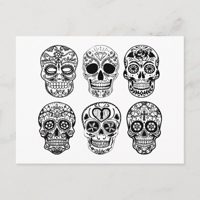 Dia de los Muertos Skulls (Day of the Dead) Postcard (Front)